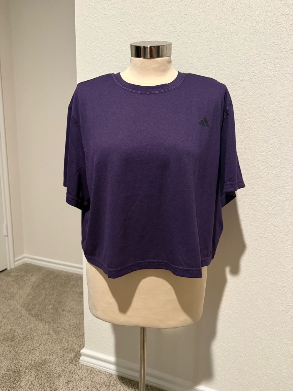 adidas Women’s Purple Boxy Cropped Crewneck Tee